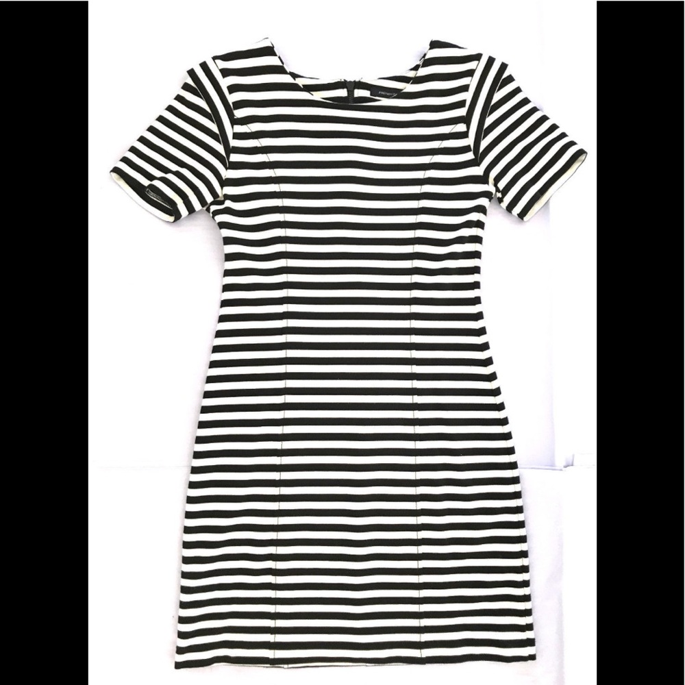 French Connection Black & White Striped Mini Dress